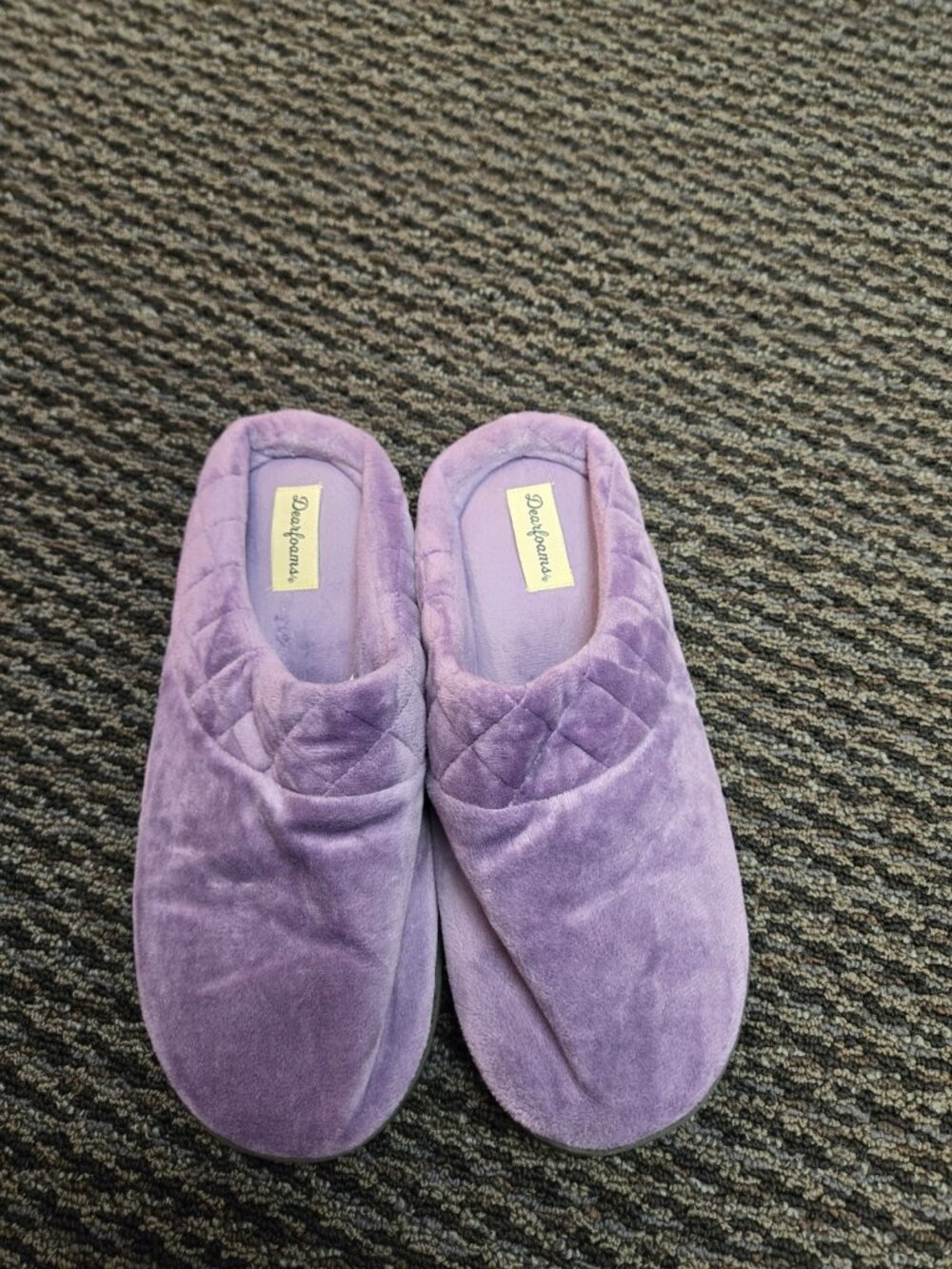 Dearfoams Darcy Quilted Cuff Velour Clog House Slipper Smokey Purple S 7-8 **NEW